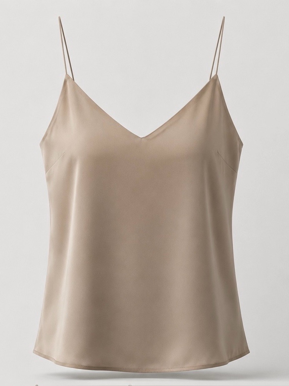 Polo Ralph Lauren Neutral Tan 100% Silk Spaghetti Strap V-Neck Tank Top Medium